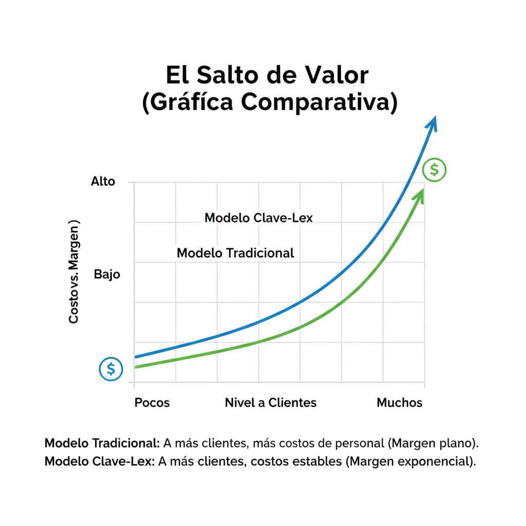 Gráfica de incremento de margen en outsourcing contable con automatización